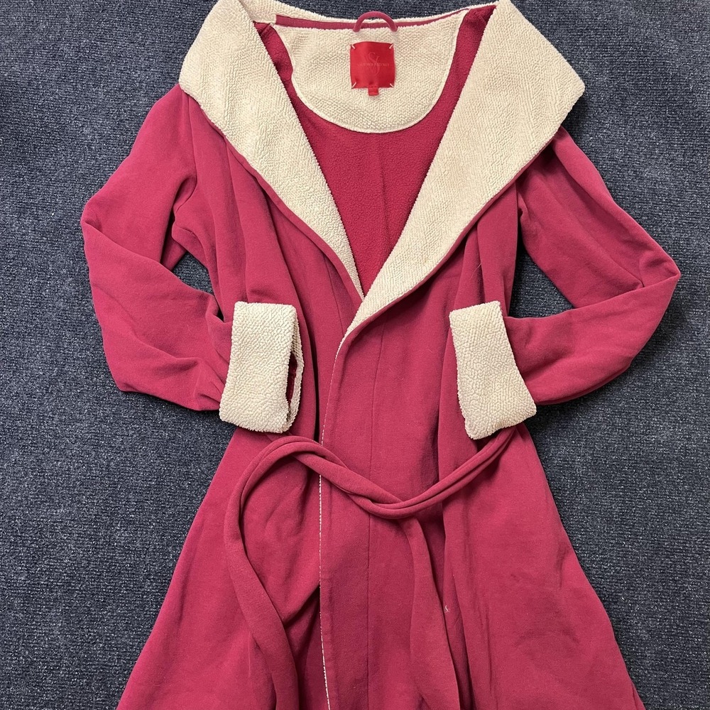 Victoria's Secret Robe Womens Medium Pink Fleece Kimono Belted Lounge Sleepwear‎
